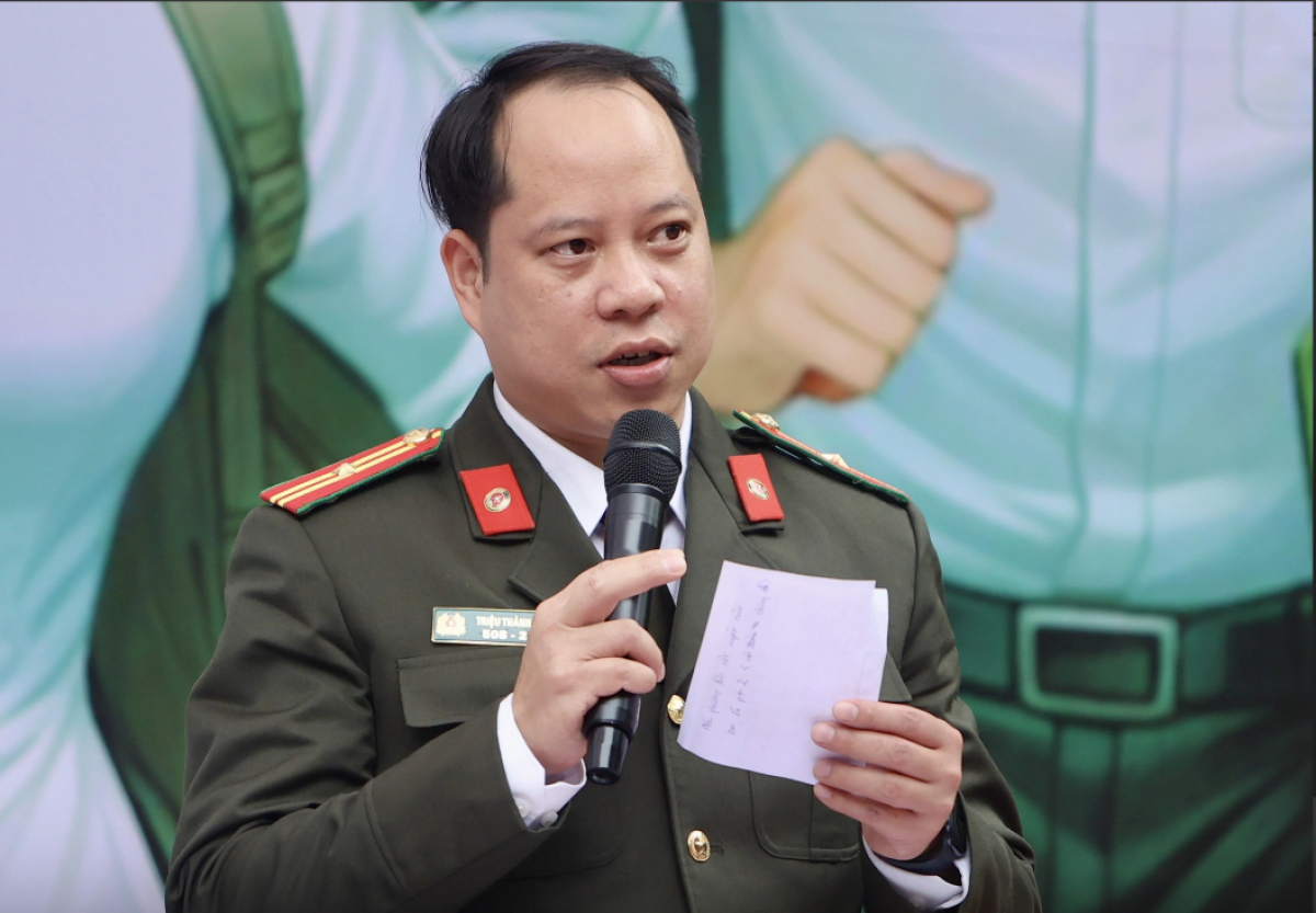 Thiếu tá Triệu Thành Đạt, chuyên viên chính, Cục Đào tạo, Bộ Công an. Ảnh: Báo Tuổi trẻ
