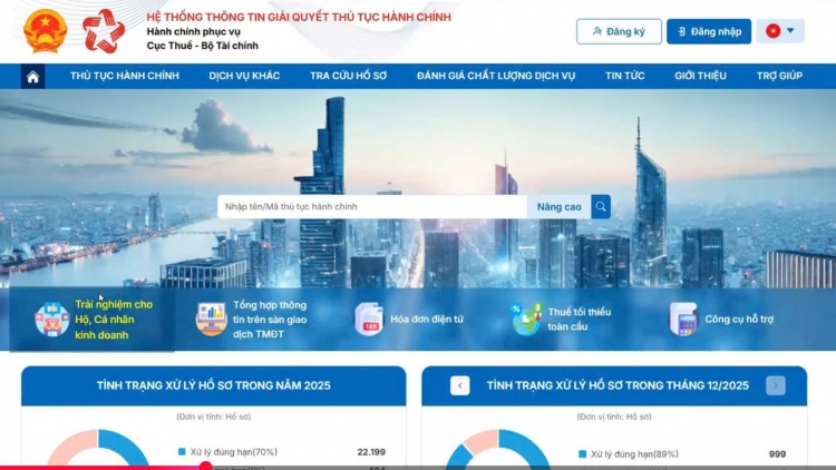 Cổng trải nghiệm kê khai thuế dành cho hộ, cá nhân kinh doanh