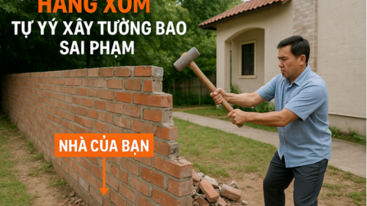Nhà hàng xóm xây lấn đất, có được tự phá dỡ phần vi phạm?