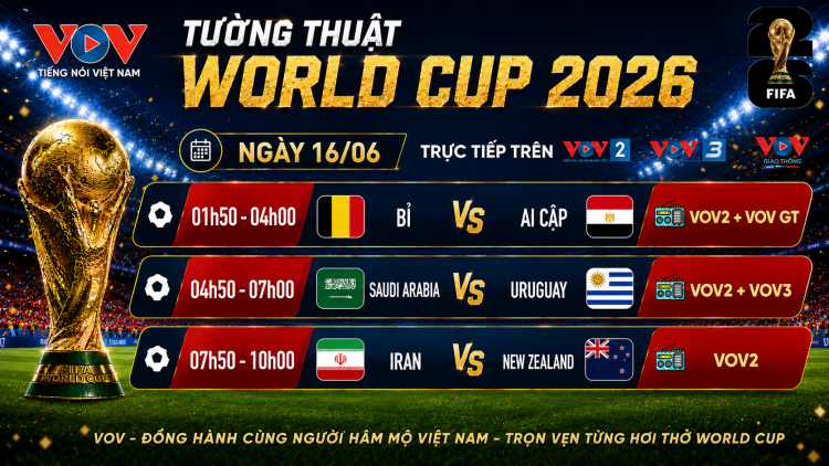 Lịch trực tiếp World Cup 2026 trên sóng VOV ngày 16/6: Bỉ chạm trán Ai Cập