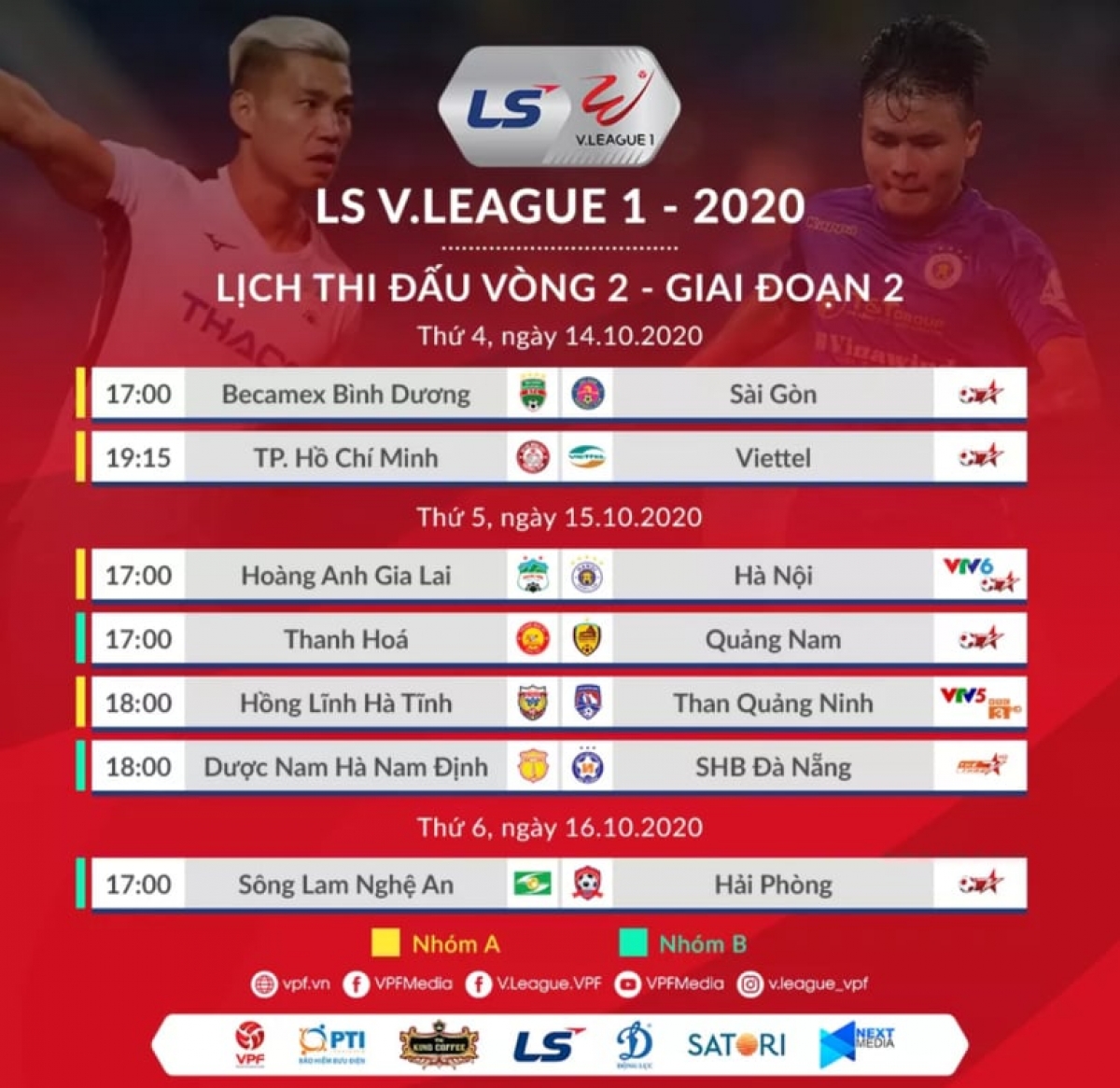 Lịch thi đấu vòng 2 - Giai đoạn 2 V.League 2020 ( Ảnh: VPF)