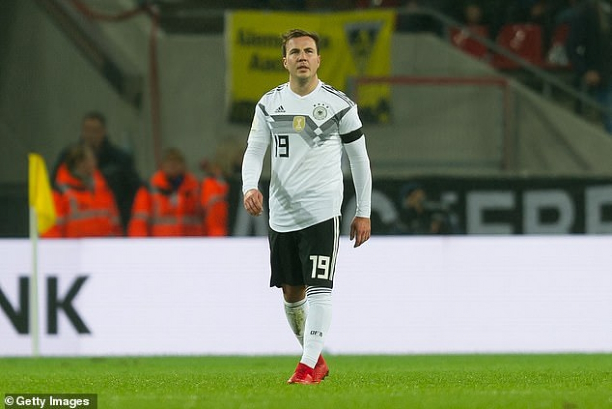Lần cuối Goetze chơi trong màu áo tuyển Đức là tháng 11/2017