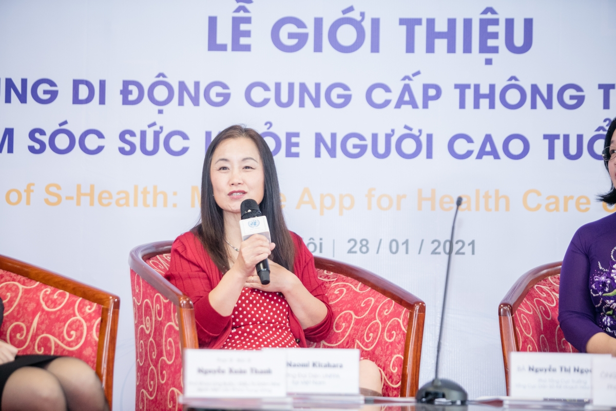 Bà Naomi Kitahara, Trưởng Đại diện UNFPA tại Việt Nam kỳ vọng ứng dụng S-Health
sẽ chăm sóc tốt cho sức khỏe người cao tuổi
