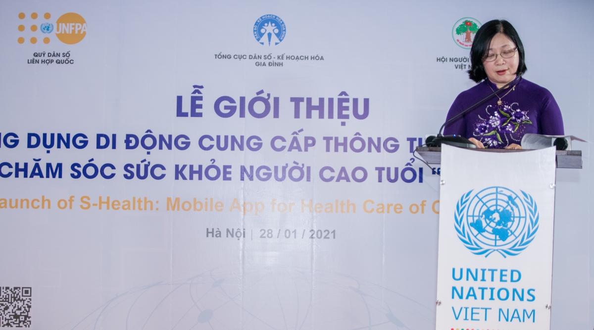 Bà Nguyễn Thị Ngọc Lan, Phó Tổng cục trưởng Tổng cục Dân số đánh giá cao Ứng dụng di động đầu tiên cung cấp thông tin và dịch vụ chăm sóc sức khỏe miễn phí cho người cao tuổi