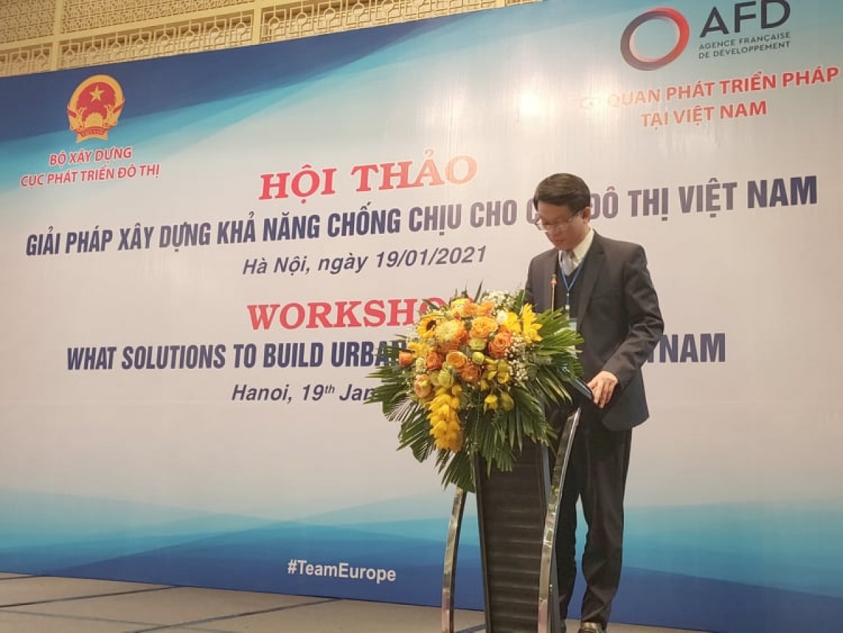 Ông Trần Quốc Thái - Cục trưởng Cục Phát triển Đô thị, Bộ Xây dựng phát biểu tại hội thảo