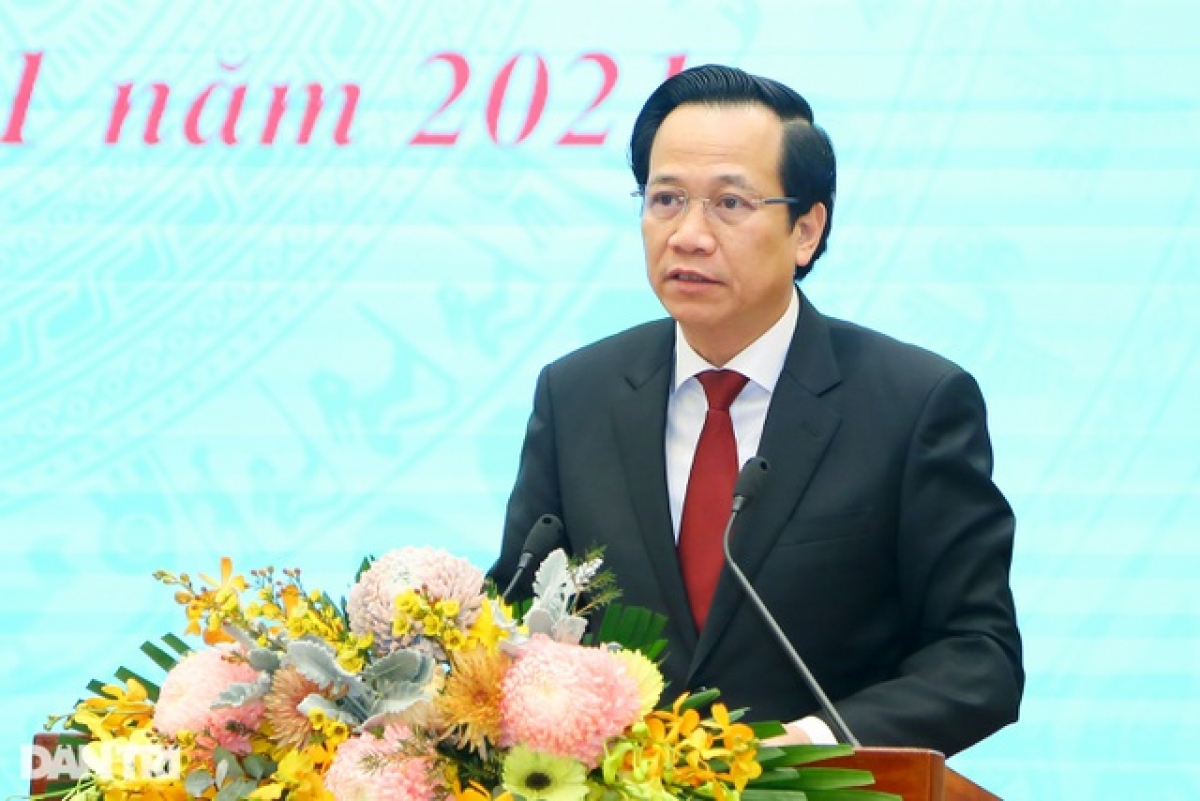 Bộ trưởng Bộ Lao động-Thương binh và Xã hội Đào Ngọc Dung phát biểu tại Hội nghị
