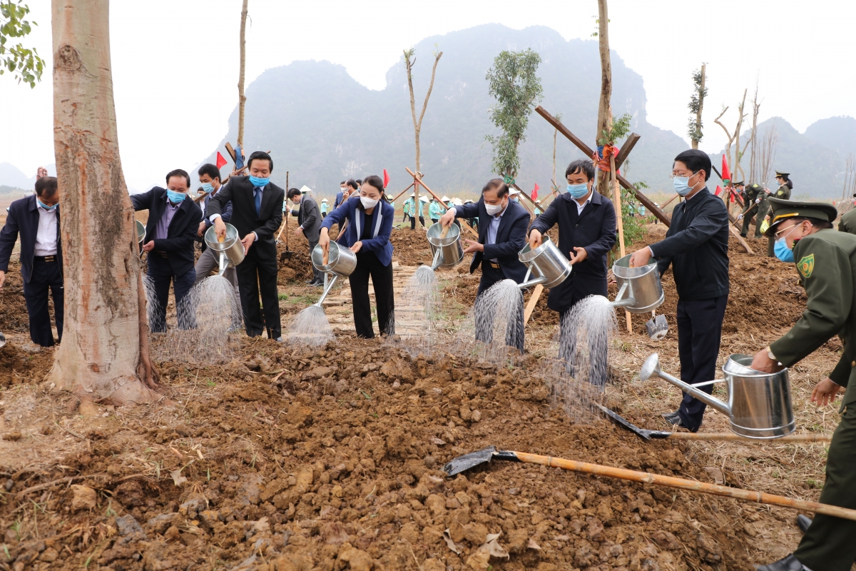 Các đồng chí lãnh đạo tỉnh Ninh Bình tham gia Tết trồng cây Xuân Tân Sửu