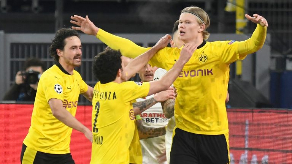 Erling Haaland ghi tới 4 bàn cho Dortmund trong hai lượt trận (Ảnh: Internet)