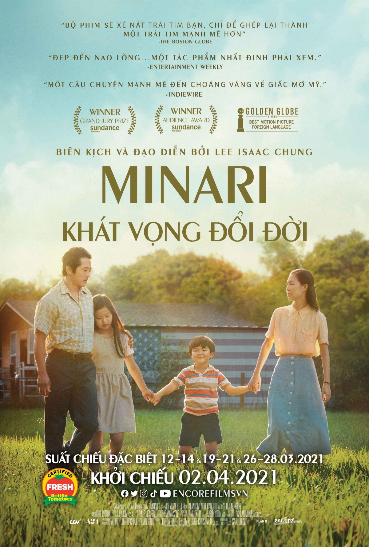 Minari là bộ phim đề cao tình cảm gia đình của một gia đình người Hàn Quốc di cư sang Mỹ