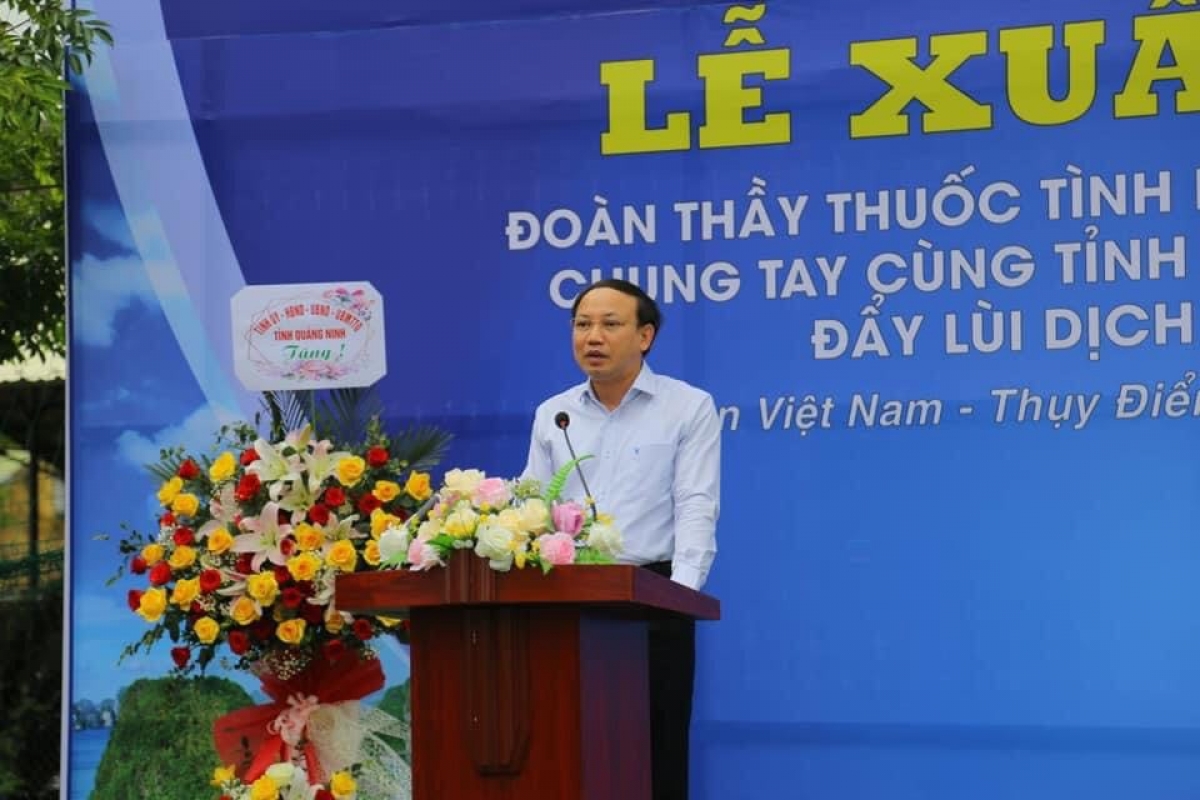 Đồng chí Nguyễn Xuân Ký- Bí thư Tỉnh ủy Quảng Ninh phát biểu trong lễ xuất quân