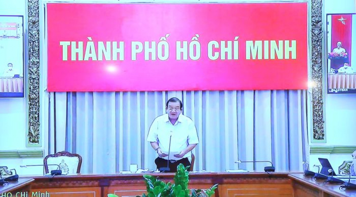 Lãnh đạo Sở LĐTB&amp;XH TPHCM phát biểu tại Hội nghị sơ kết 6 tháng đầu năm 2021 điểm cầu thành phố Hồ Chí Minh