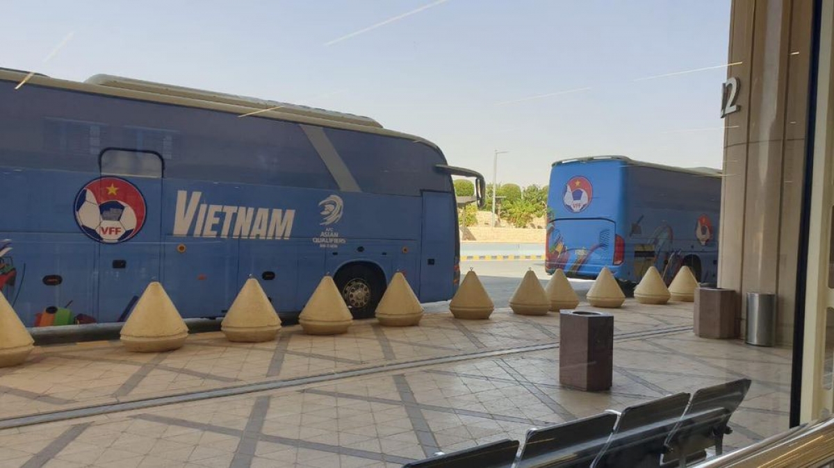 Xe bus chở đội tuyển Việt Nam (Ảnh: ĐTVN)