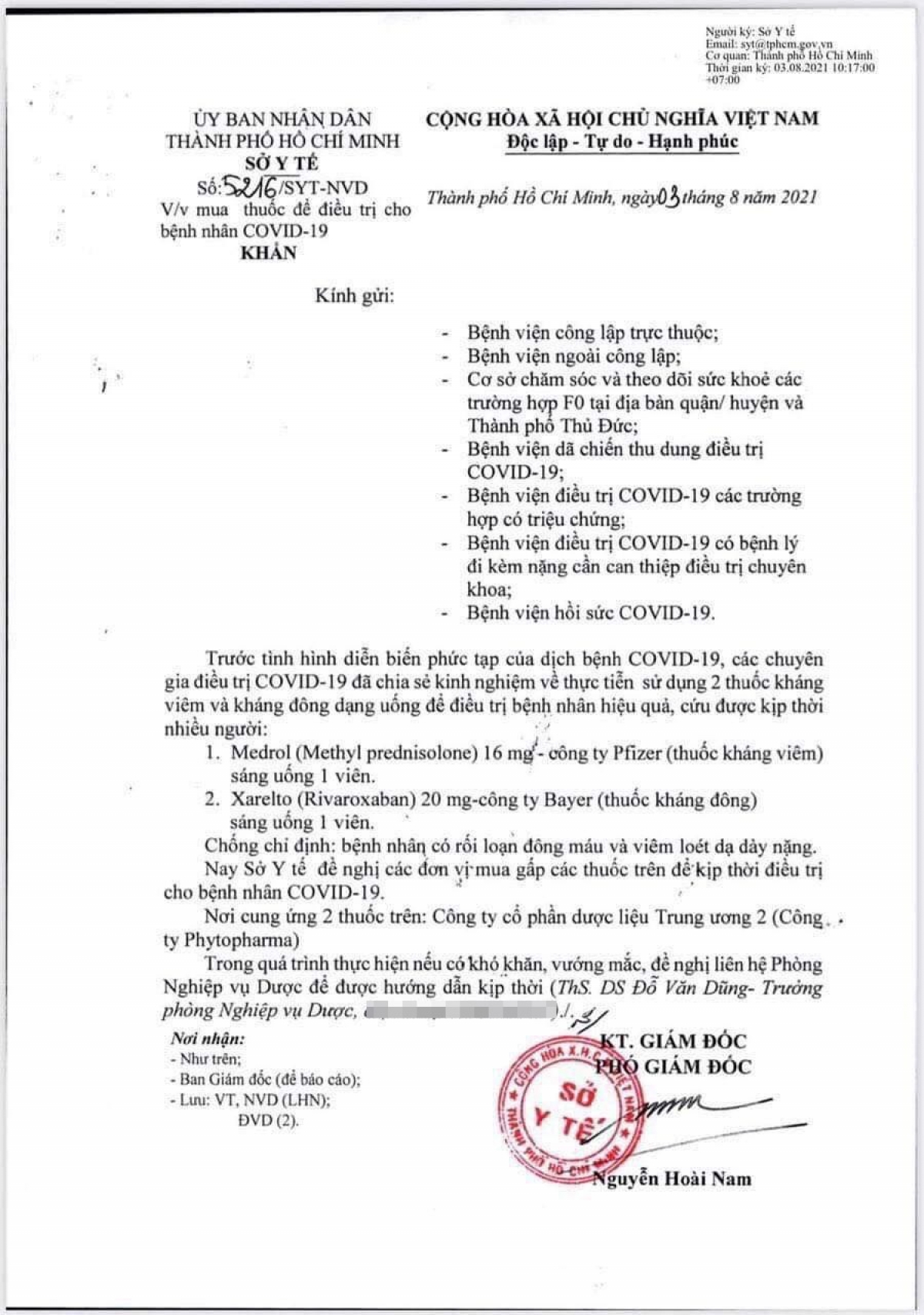 Công văn 5216 của Sở Y tế TP. Hồ Chí Minh đã bị thu hồi ngay sau khi mới ban hành