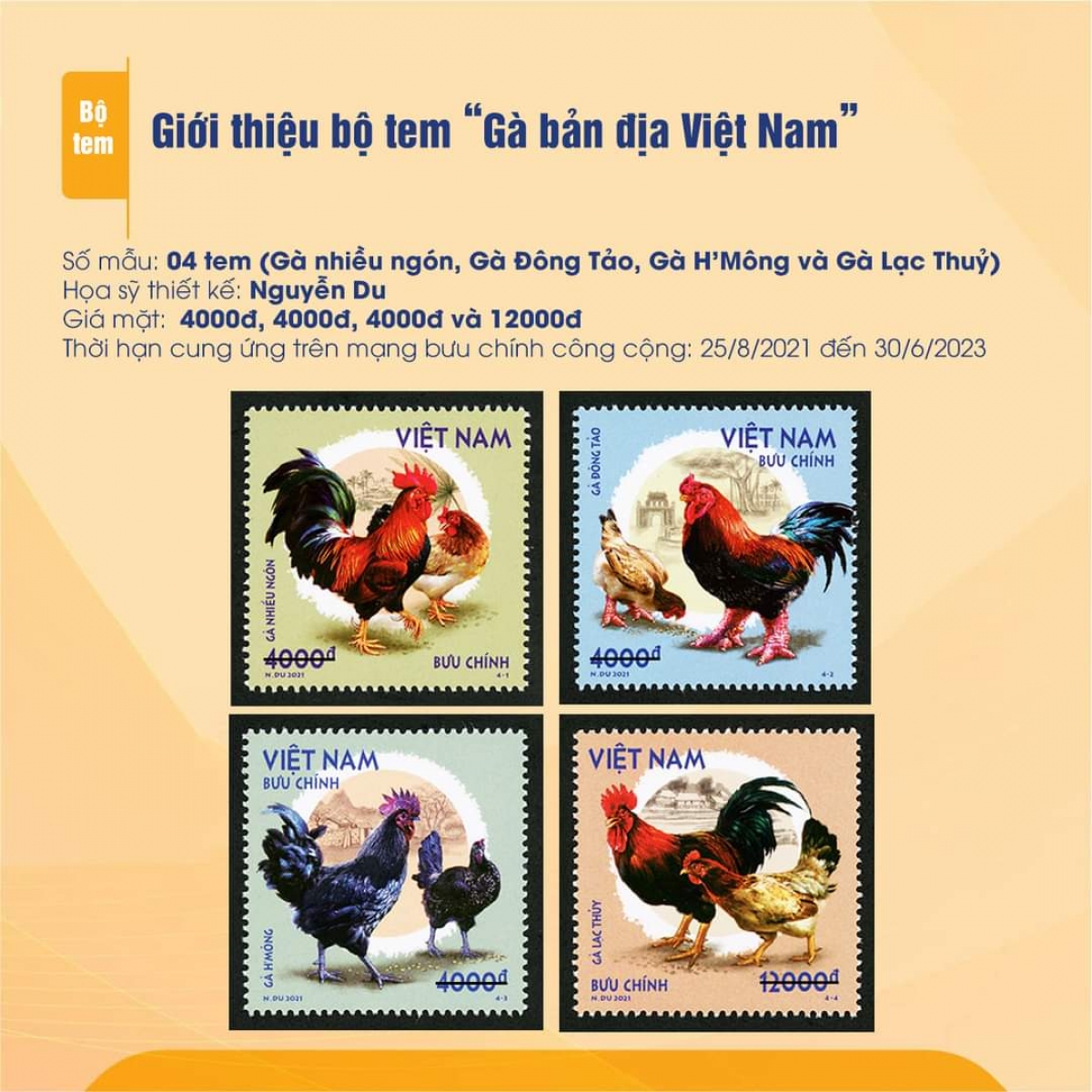 Bộ tem "Gà bản địa Việt Nam"