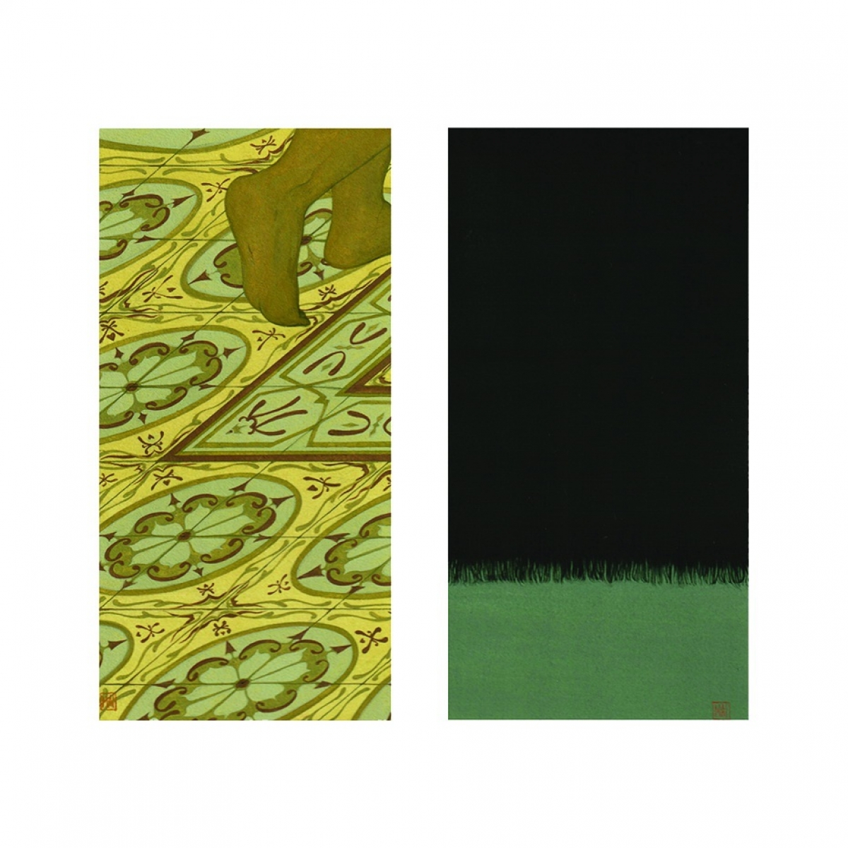 Tác phẩm “Home is where the sun splits my head open” của họa sĩ Mai Tạ. Chất liệu: màu Gouche trên giấy mỹ thuật. Kích thước: 20 x 30.5 cm