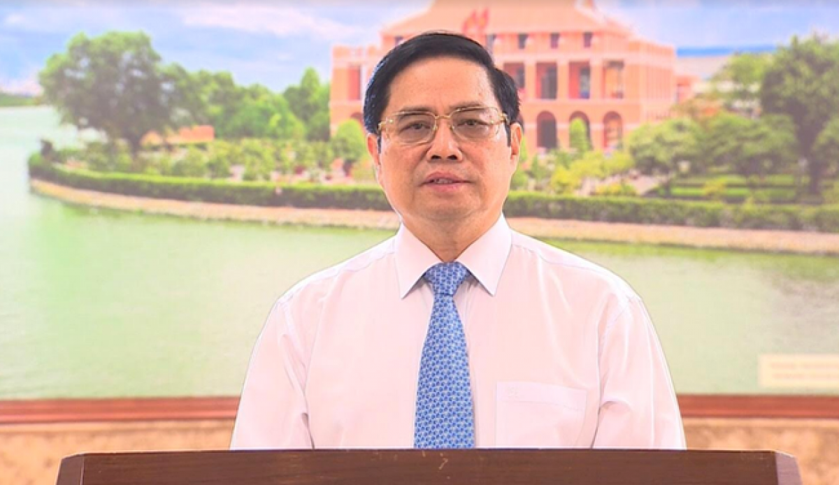 Thủ tướng Phạm Minh Chính phát biểu trong đêm nhạc. Ảnh: VTV.vn
