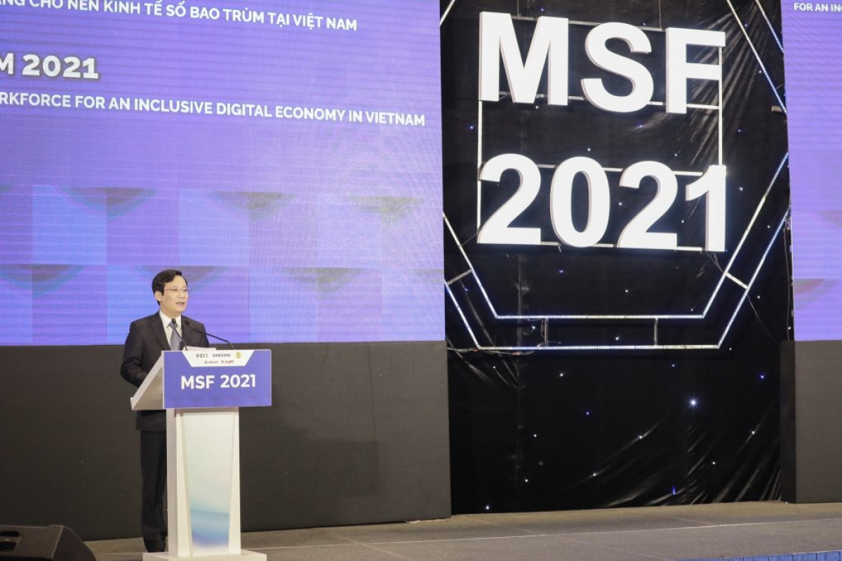 Ông Phạm Tấn Công - Chủ tịch VCCI phát biểu khai mạc Diễn đàn đa phương MSF 2021