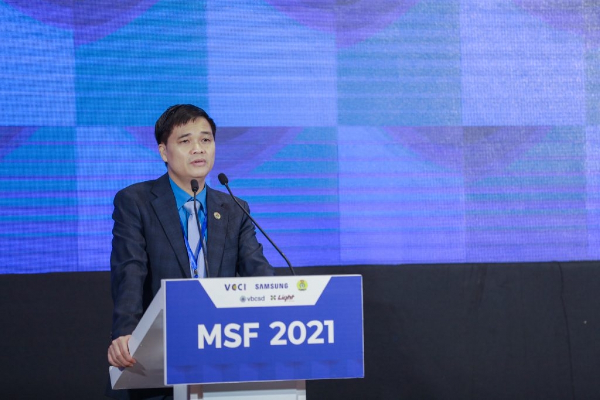 Ông Ngọ Duy Hiểu – Phó Chủ tịch Tổng Liên đoàn Lao động Việt Nam phát biểu tại sự kiện