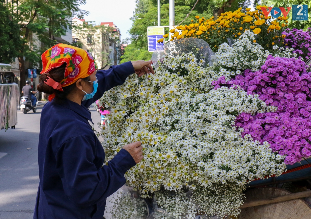 Để có những bó hoa tươi và đẹp nhất đến tay người yêu hoa, những tiểu thương đã phải lựa hoa từ sáng sớm ở chợ hoa Quảng Bá.
