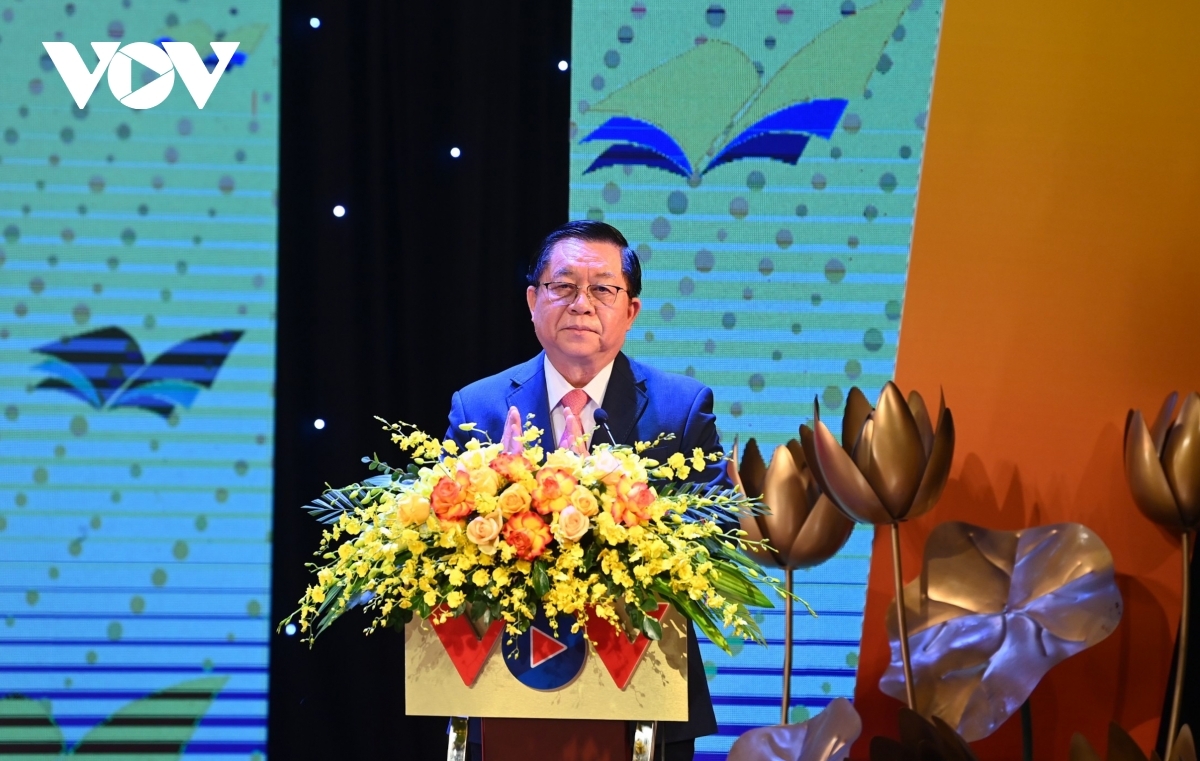 Ông Nguyễn Trọng Nghĩa, Bí thư Trung ương Đảng, Trưởng Ban Tuyên giáo Trung ương phát biểu tại buổi lễ trao giải.