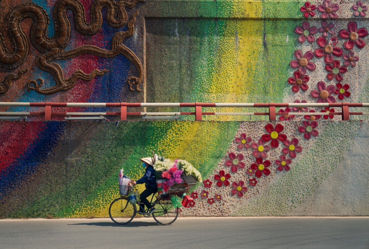 Xem ngay bức ảnh đoạt giải với chiếc xe đạp nhỏ bé đan xen cùng những bông hoa thật tinh tế và ấn tượng. Sự hòa quyện giữa màu sắc và hình dáng mang lại một khoảnh khắc tuyệt vời đến cho người xem. Một kiệt tác đầy cảm hứng!