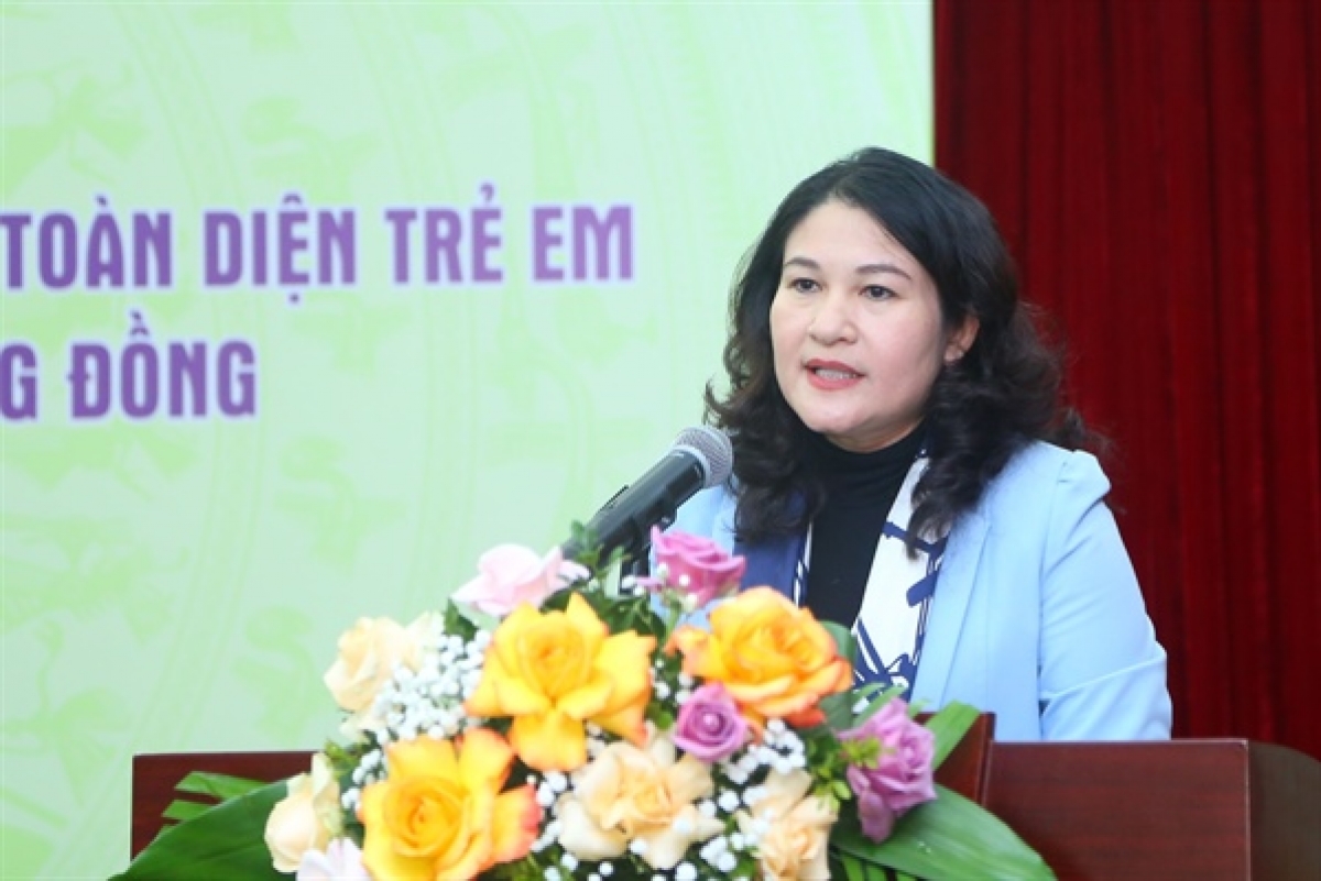 Thứ trưởng Bộ LĐTB&amp;XH Nguyễn Thị Hà phát biểu tại buổi lễ ký Quy chế