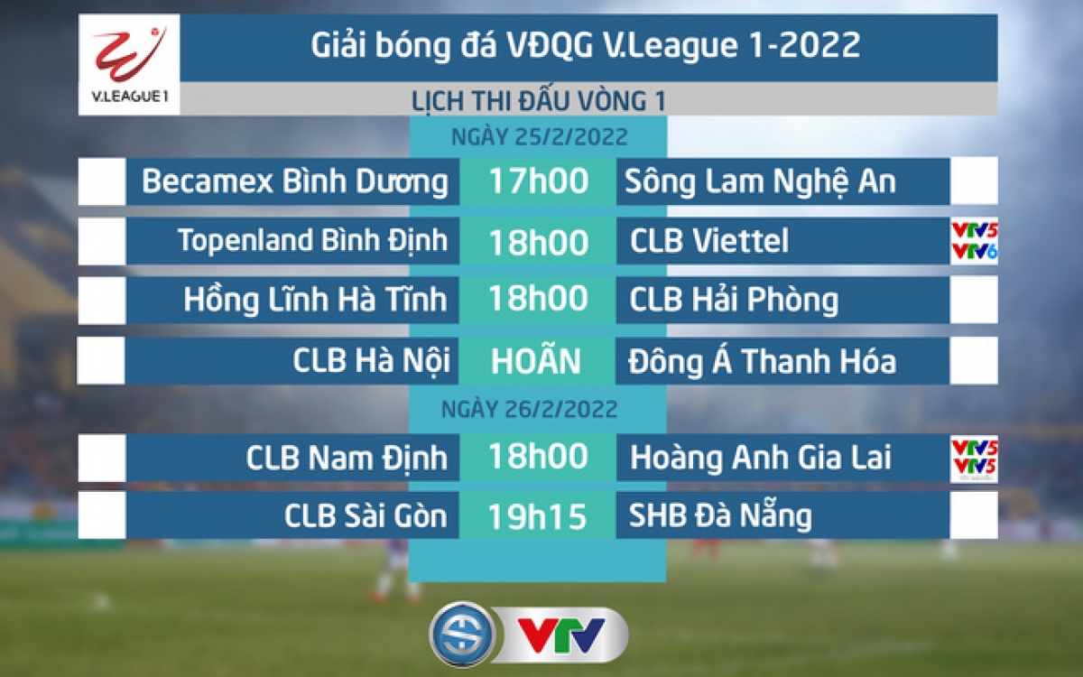 Lịch thi đấu vòng 1 V.League 2022 (ảnh VTV)