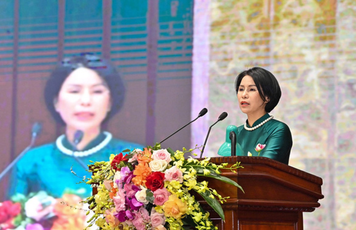 Giám đốc Sở Y tế Hà Nội Trần Thị Nhị Hà phát biểu tại buổi lễ