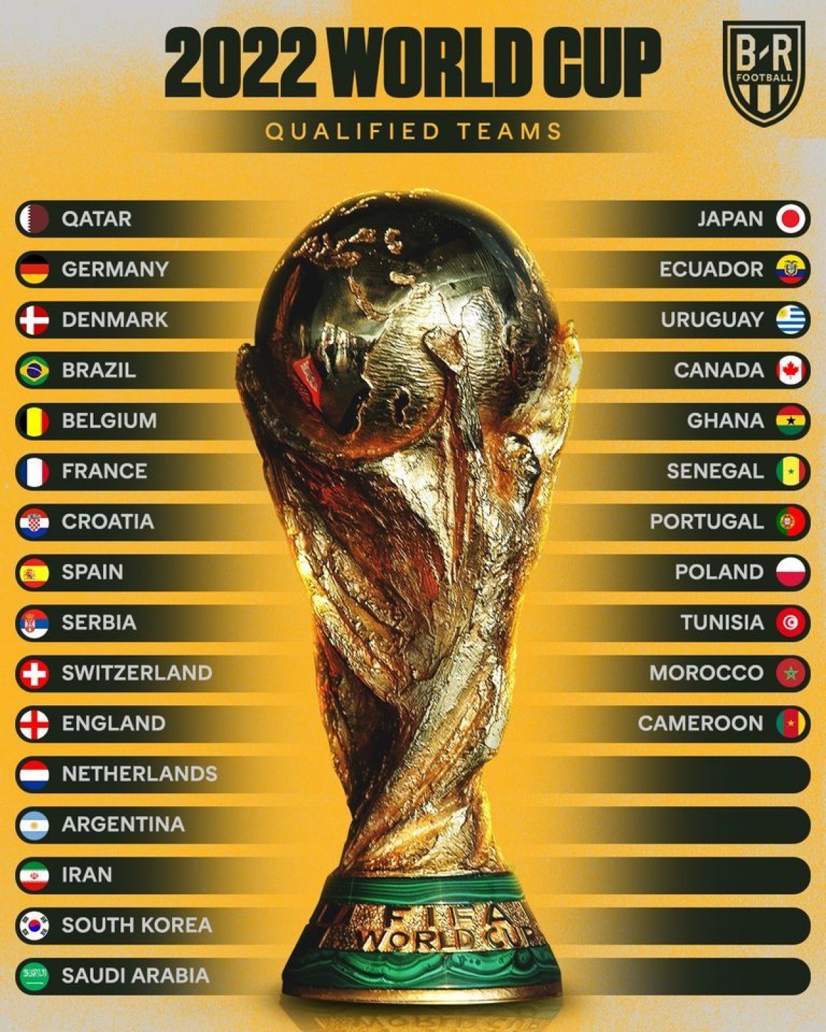 28 đội bóng góp mặt tại vòng chung kết World cup 2022