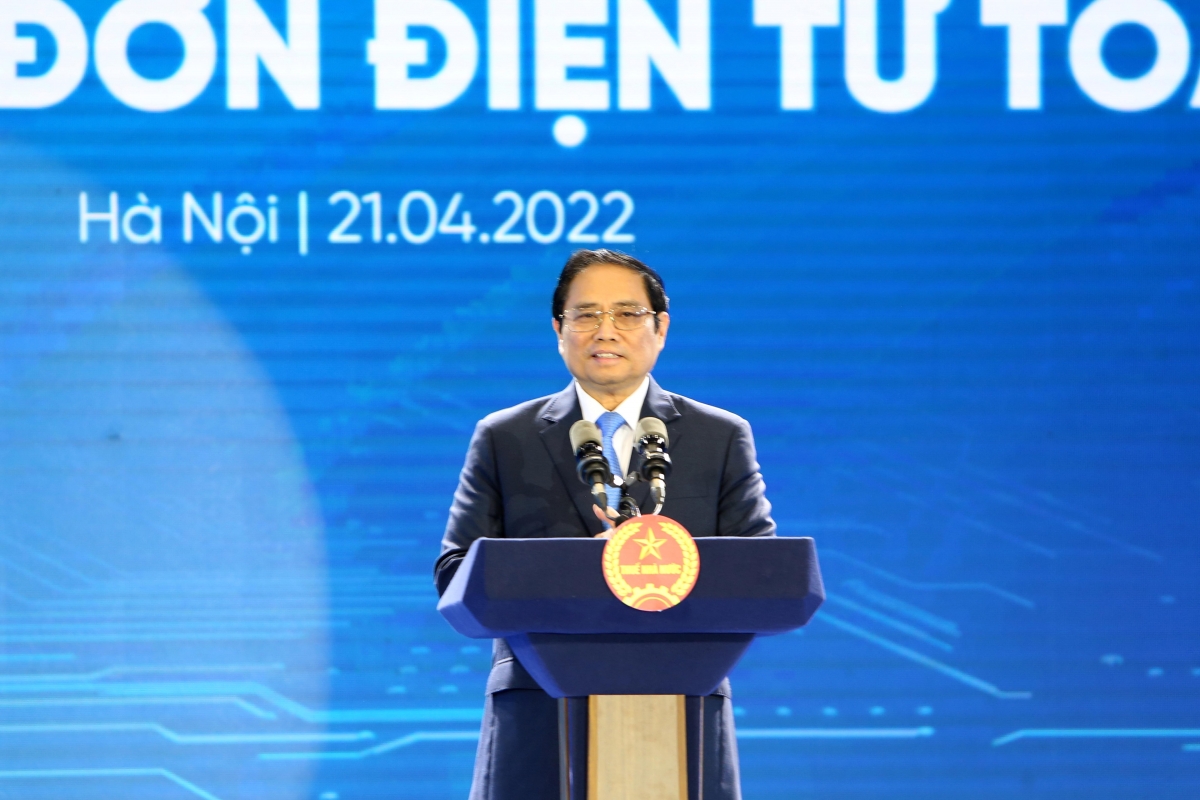 Thủ tướng Chính phủ Phạm Minh Chính phát biểu tại Lễ công bố hệ thống HĐĐT toàn quốc