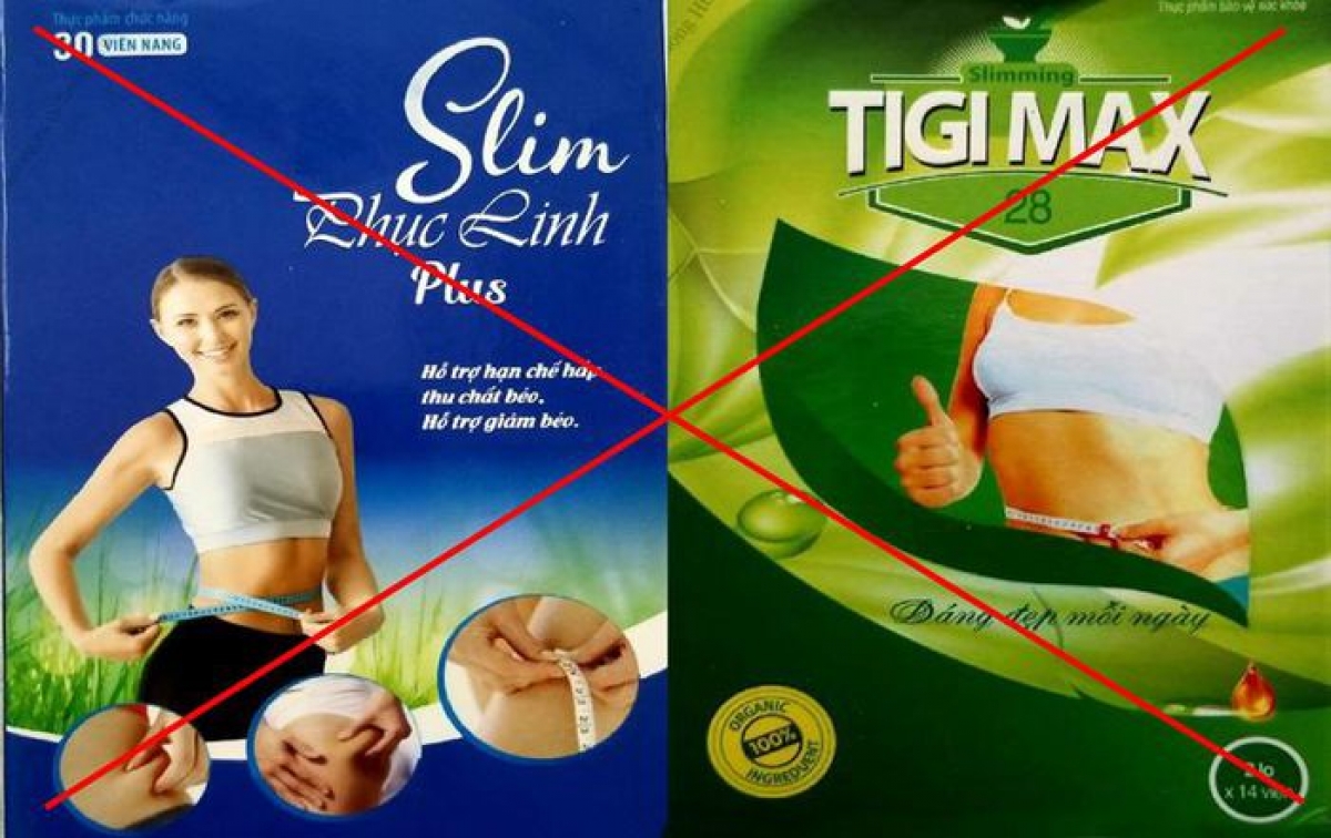 Thực phẩm giảm cân Slim Phục Linh Plus và Slimming Tigi Max 28 được phát hiện chứa chất cấm là Sibutramine
