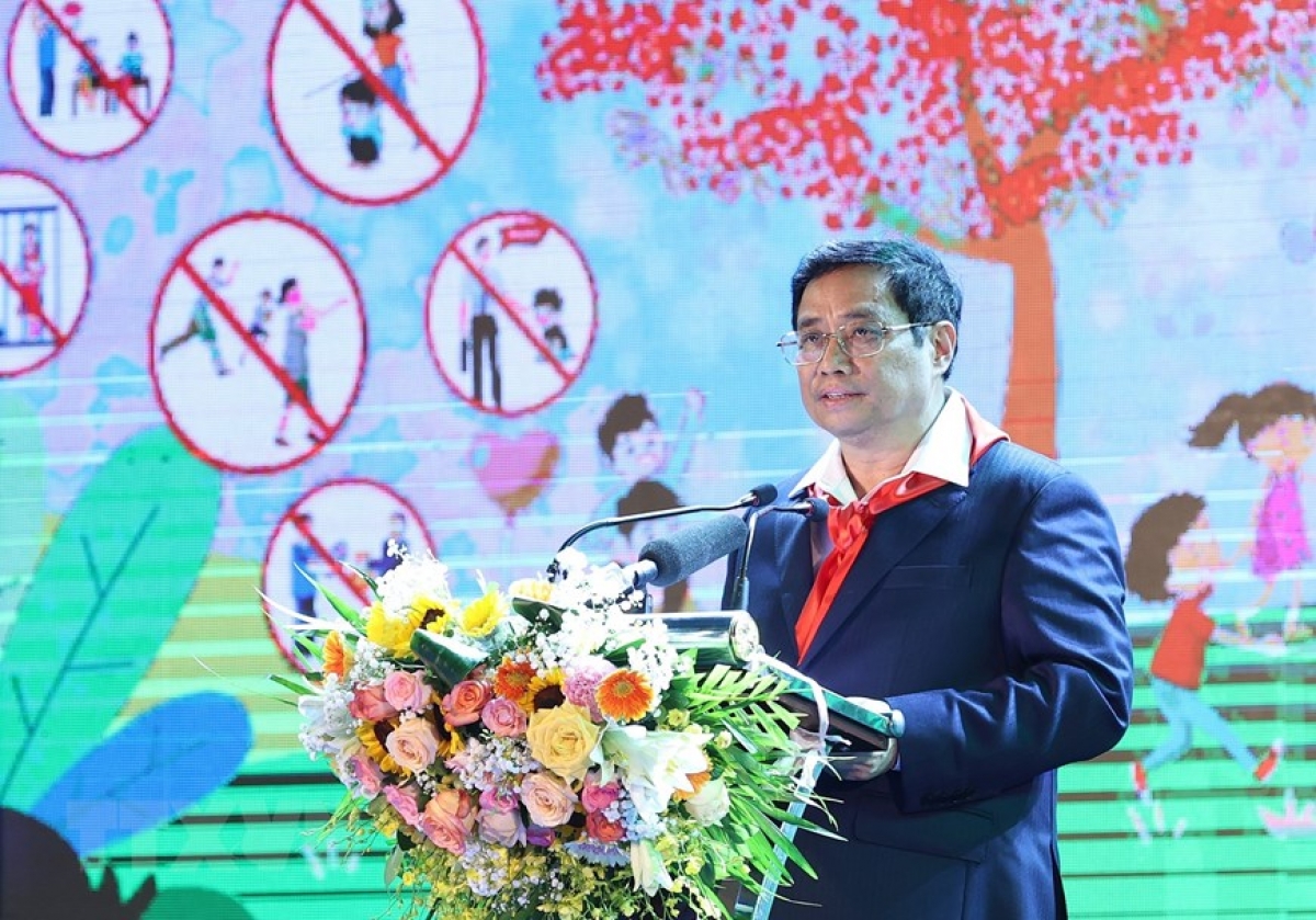 Thủ tướng Phạm Minh Chính phát biểu tại Lễ phát động Tháng hành động vì trẻ em và khai mạc hè năm 2022.