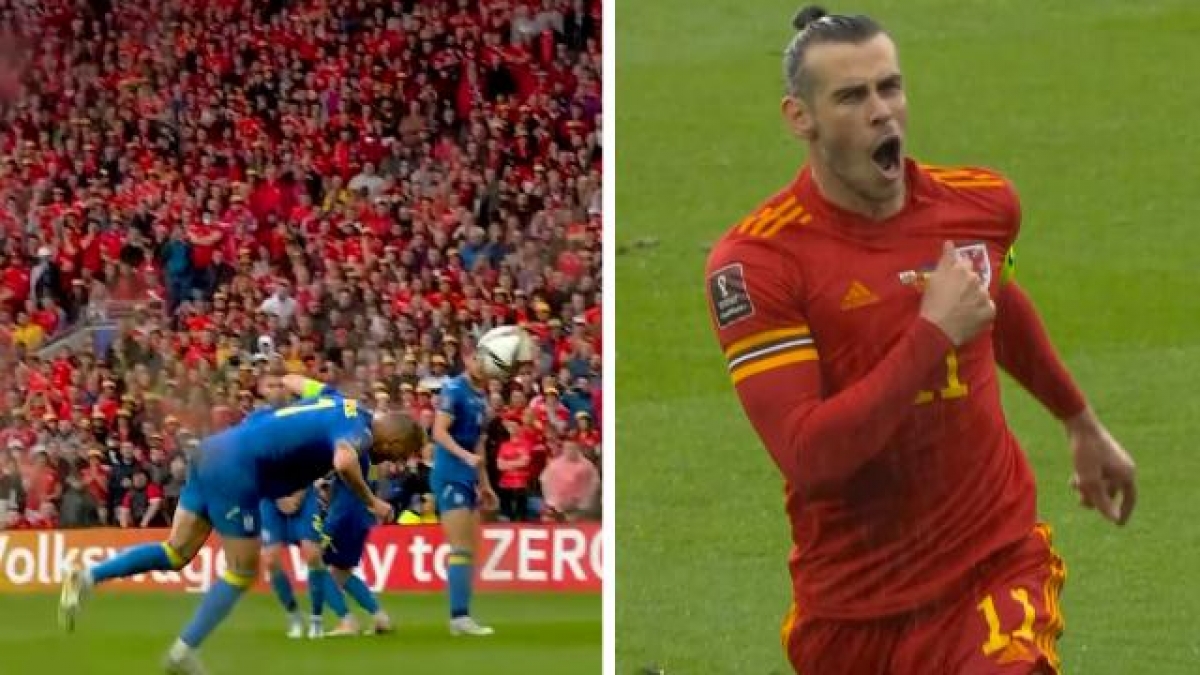 Gareth Bale treo bóng hiểm vào trong khiến Yarmolenko đánh đầu phản lưới nhà (Ảnh: Internet)