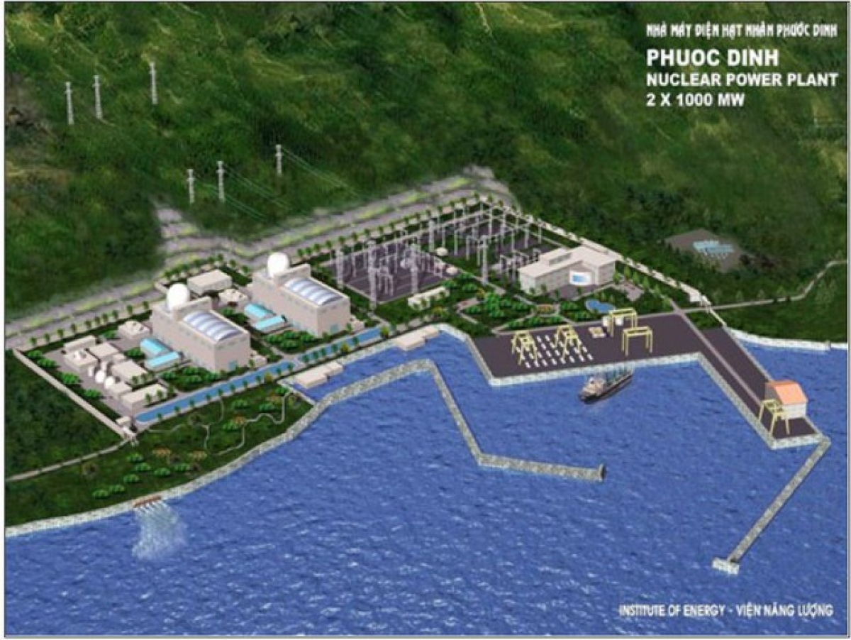 Mô hình dự án Nhà máy điện hạt nhân Ninh Thuận 1 tại thôn Vĩnh Trường, xã Phước Đinh.