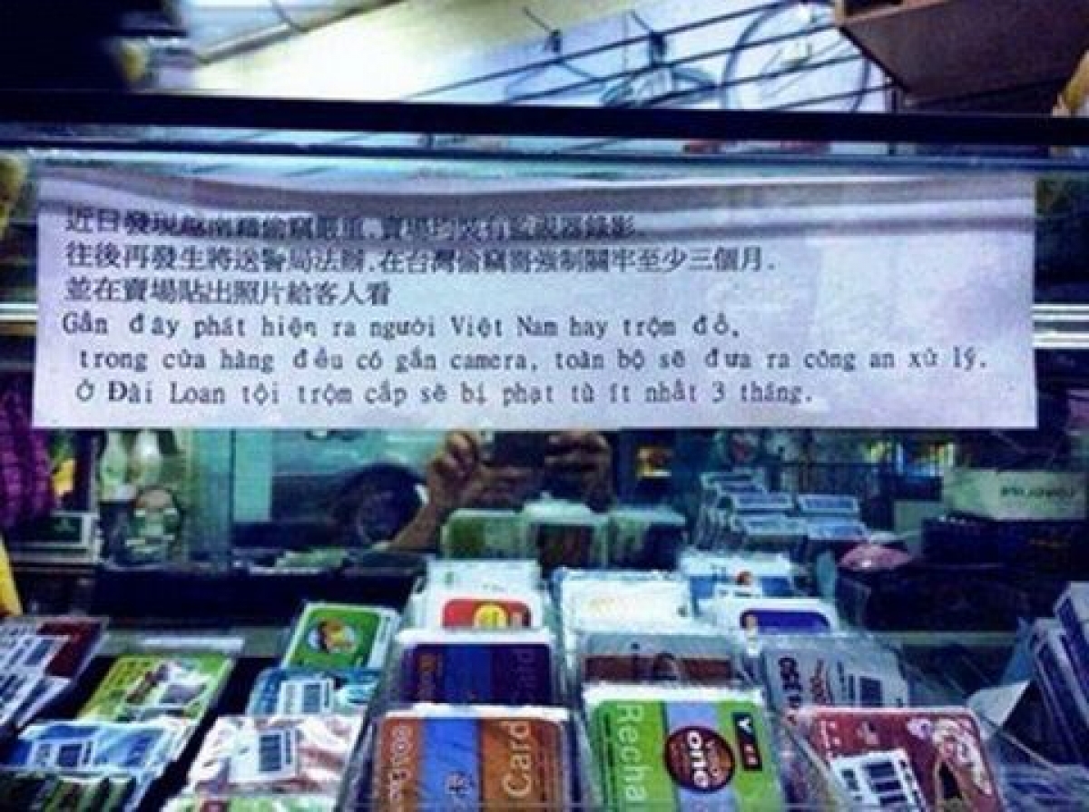Ở Đài Loan, Nhật... đều có những cảnh báo về việc trộm cắp bằng tiếng Việt