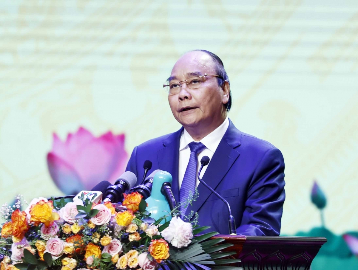 Chủ tịch nước Nguyễn Xuân Phúc phát biểu tại buổi lễ tuyên dương