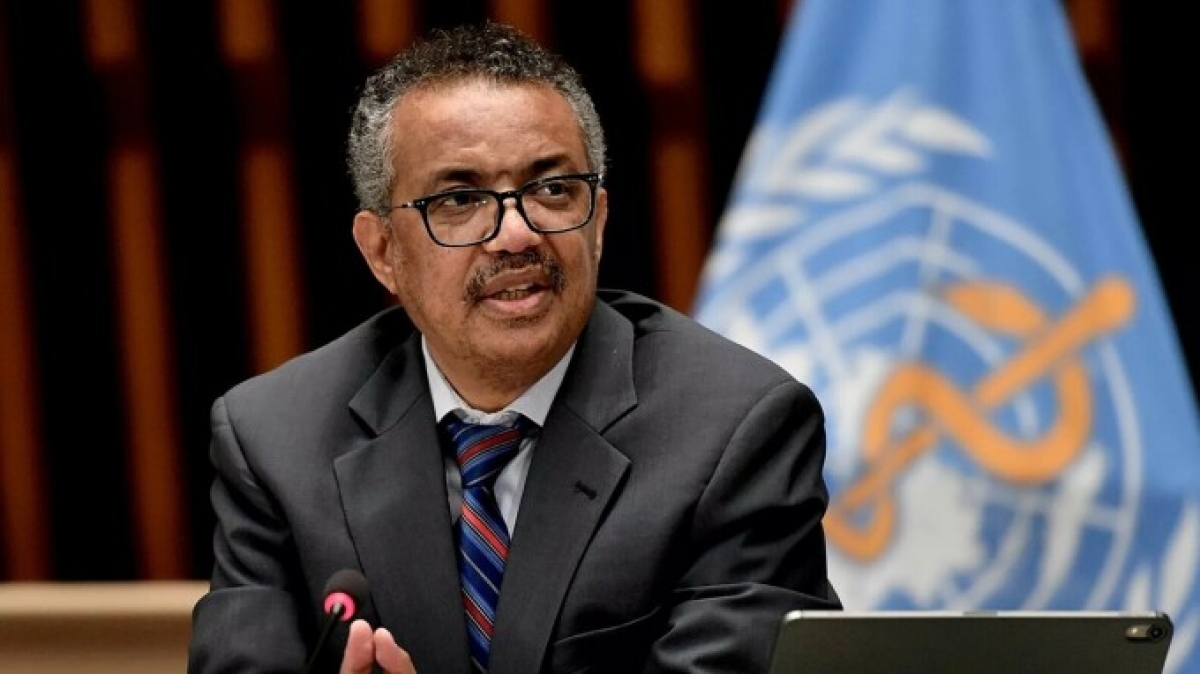 Tổng giám đốc Tổ chức Y tế Thế giới (WHO) Tedros Adhanom Ghebreyesus trả lời họp báo tại Geneva, Thụy Sĩ