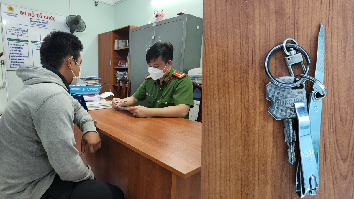 Vương Hào Huy và vật nhọn mà người này cầm định đâm bác sĩ BV Nhân dân Gia Định ngày 6/8