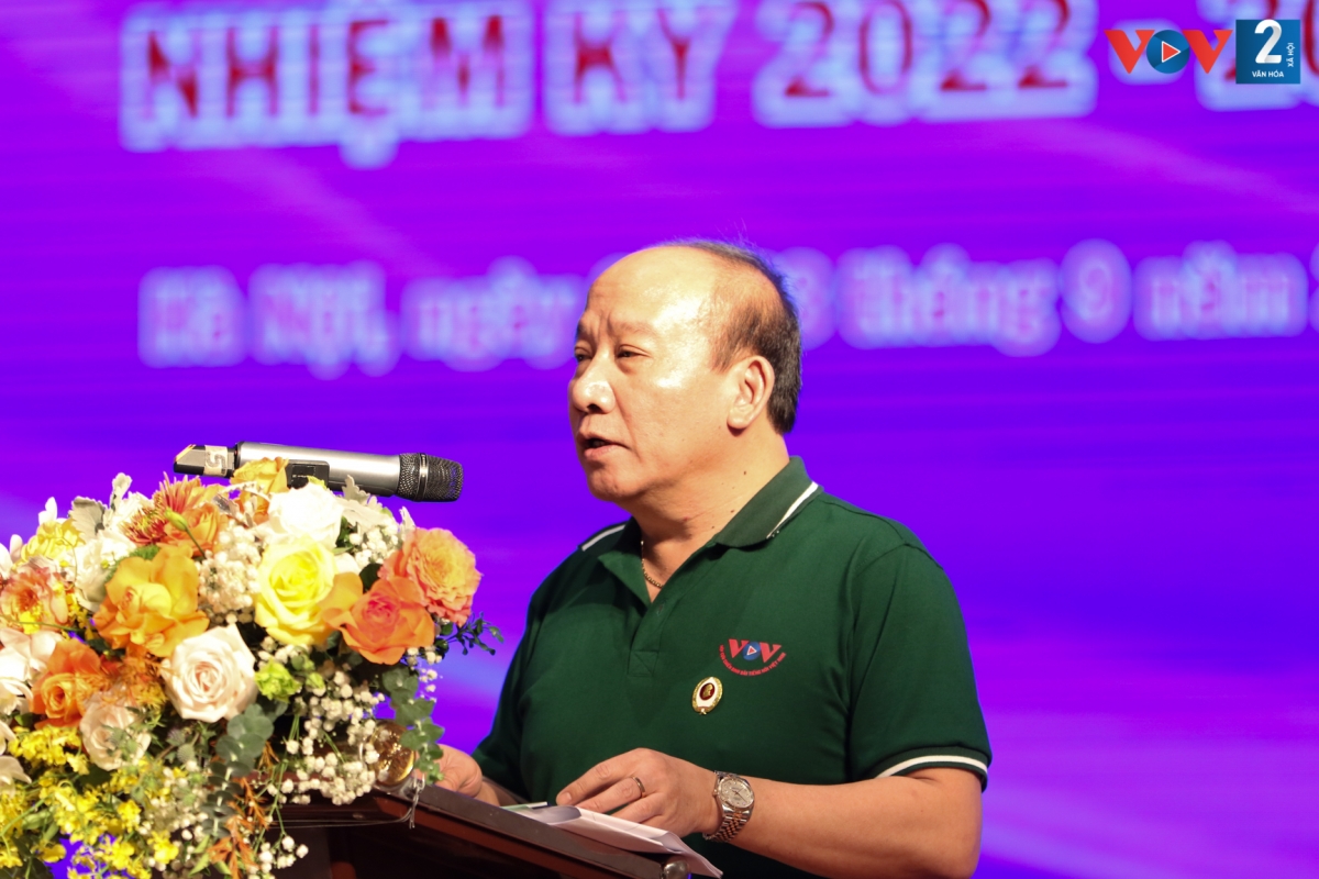 Đồng chí Trần Minh Hùng, Phó Tổng GĐ Đài TNVN, Chủ tịch Hội CCB Đài TNVN khóa III, nhiệm kỳ 2017-2022 phát biểu tại đại hội.