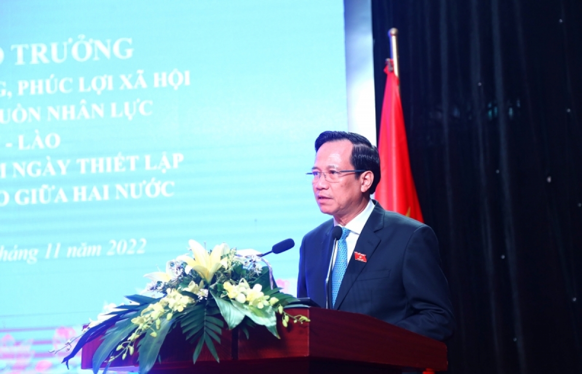 Bộ trưởng Bộ Lao động - Thương binh và Xã hội - Đào Ngọc Dung phát biểu khai mạc Hội nghị