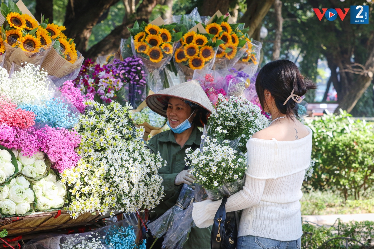 Theo các tiểu thương, giá hoa cúc hoạ mi năm nay rẻ hơn cả chục nghìn đồng mỗi bó. Giá hiện tại đang dao động từ 35.000 - 80.000 đồng/bó, thấp hơn hẳn so với mức giá đầu mùa của những năm trước.