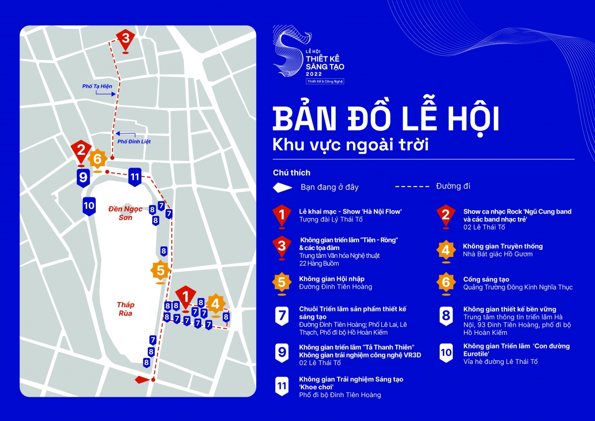Bản đồ địa điểm sự kiện của Lễ hội Thiết kế Sáng tạo Hà Nội năm 2022