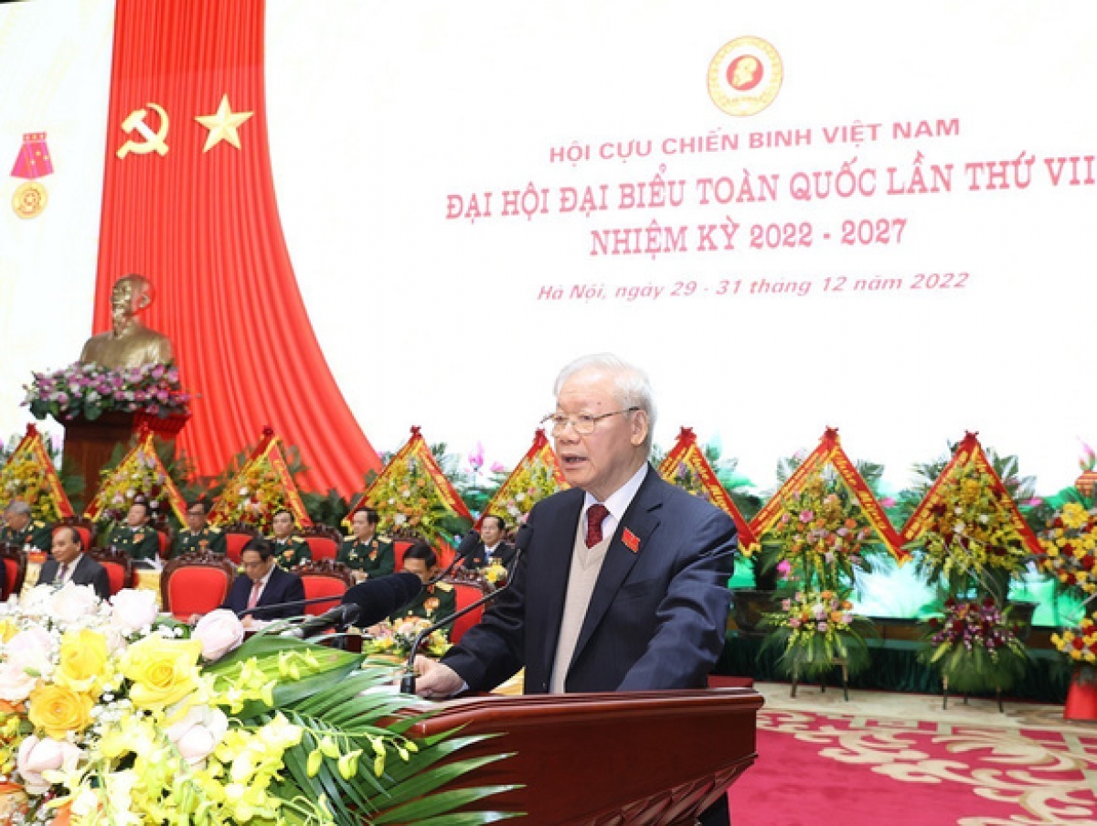 Tổng bí thư Nguyễn Phú Trọng đến dự và phát biểu tại Đại hội Hội Cựu chiến binh Việt Nam lần thứ VII