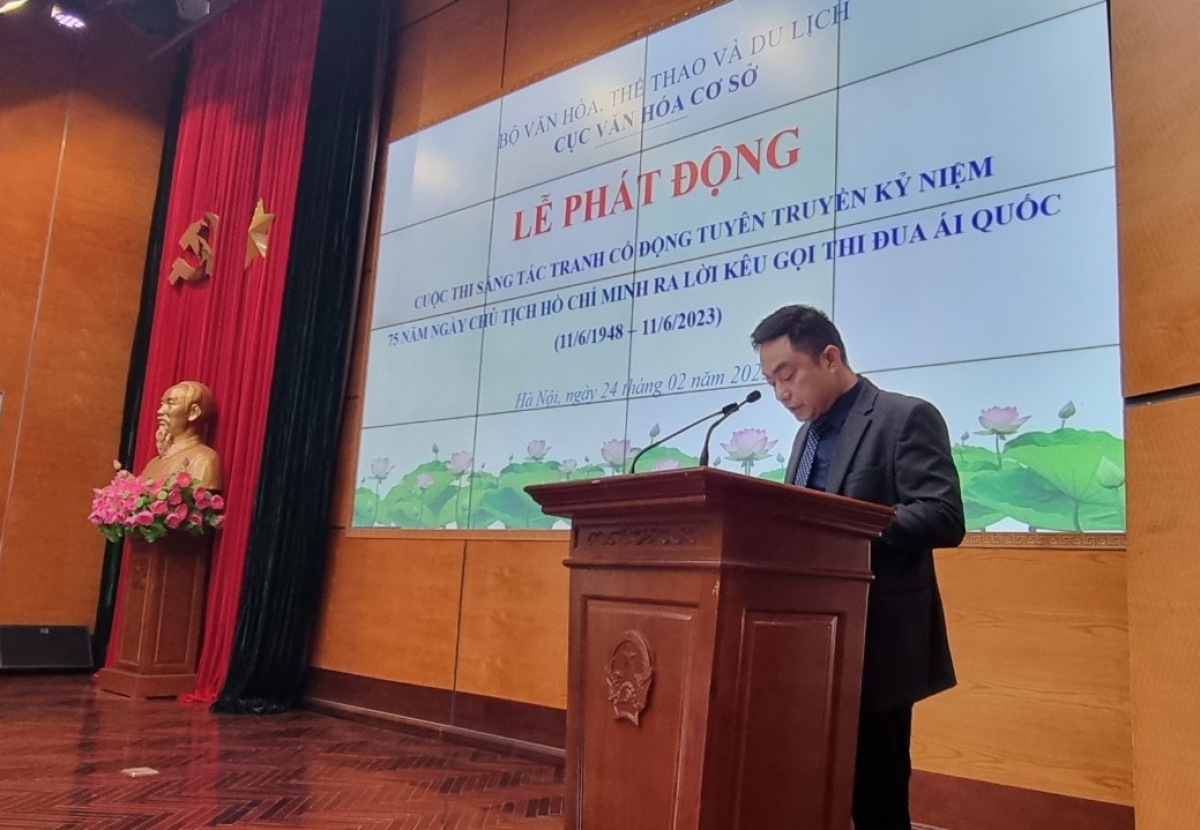 Ông Nguyễn Quốc Huy, Phó Cục trưởng Cục Văn hóa cơ sở, Bộ VH-TT&amp;DL tại Lễ phát động