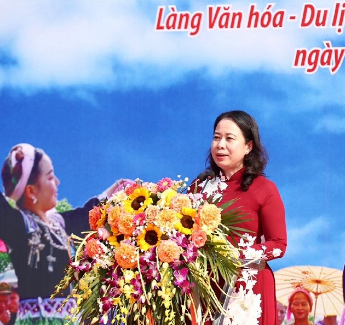 Quyền Chủ tịch nước Võ Thị Ánh Xuân phát biểu tại "Ngày hội Sắc Xuân trên mọi miền Tổ quốc 2023". Ảnh: TTXVN