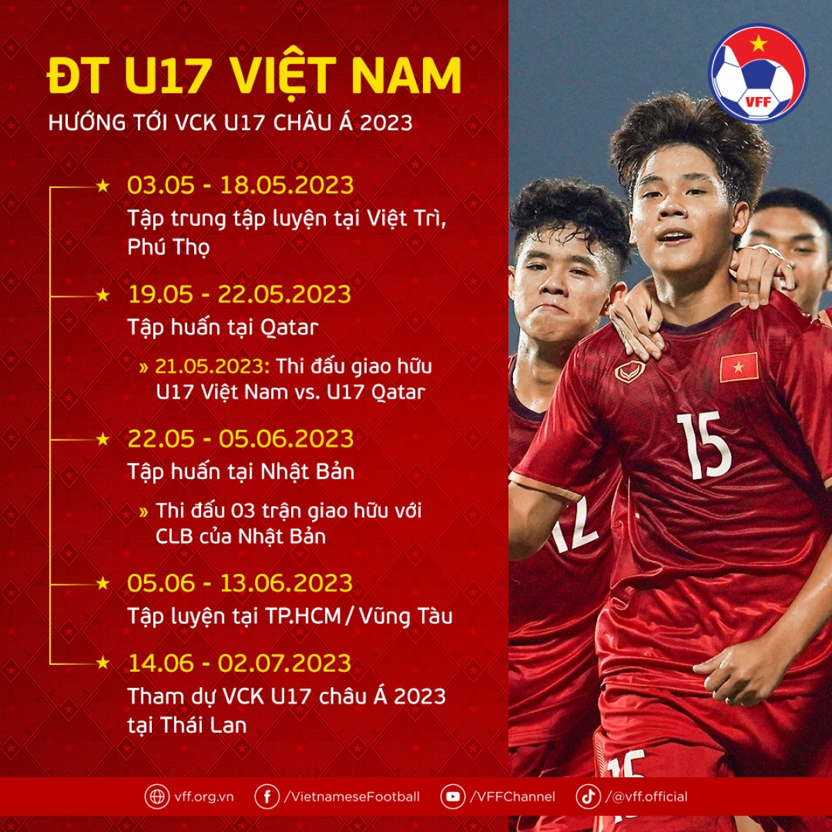 Kế hoạch tập luyện của U17 Việt Nam trước VCK U17 châu Á 2023