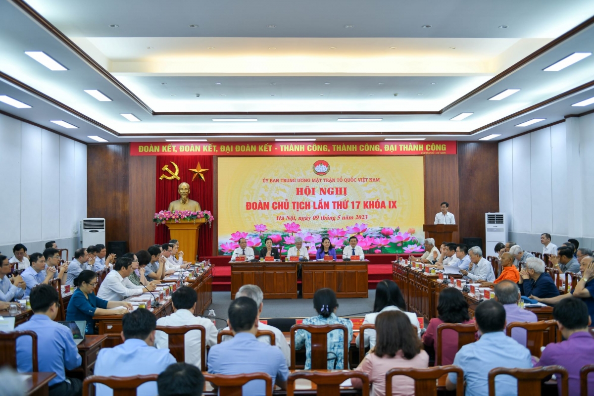 Các đại biểu tham dự Hội nghị Đoàn Chủ tịch Ủy ban Mặt trận Tổ quốc Việt Nam 9/5/2023