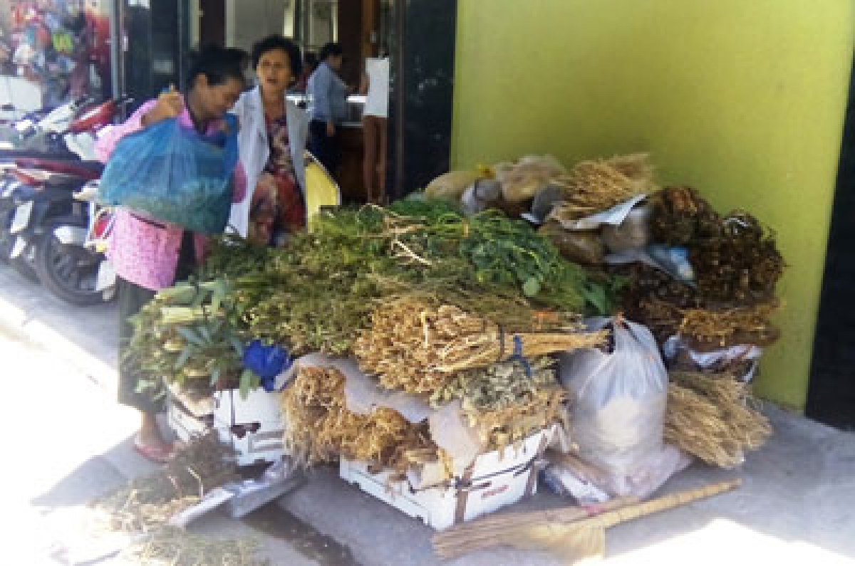 Nhiều loại thảo dược bày bán tràn lan ngoài chợ