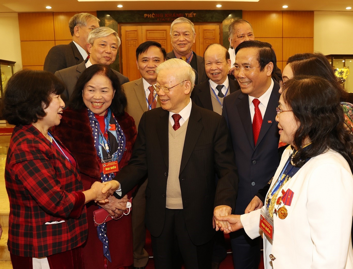 Tổng Bí thư Tổng Bí thư Nguyễn Phú Trọng gặp gỡ đại biểu Hội Người cao tuổi Việt Nam (Ảnh KT)