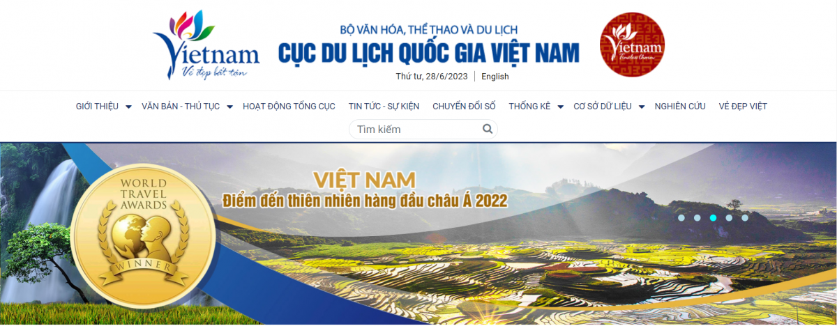 Website của Cục Du lịch Quốc gia Việt Nam
